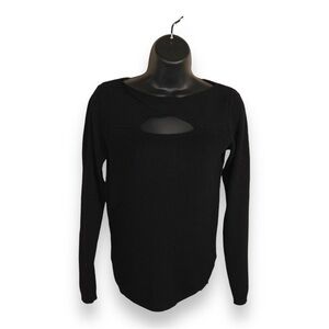 XS MAURICES BLACK SWEATER LONG SLEEVE RIBBED STRETCH NECKLINE CUTOUT GOTH